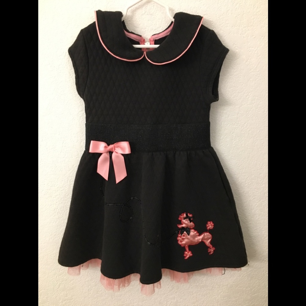 Girls Black Dress with Pink Trim and Poodle Appliqué Pre- Mattel American Girl